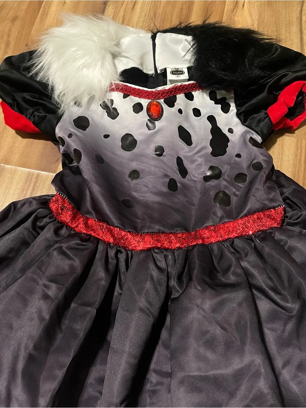 Disney Villains Cruella De Vil Costume Dress Girls Size M 8-10 Halloween